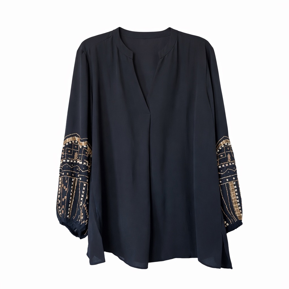Chico’s Black and Gold Beaded Women's Top